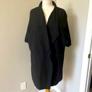 Elizabeth Susann Coat Jacket Sz OSM Heavy Cotton Kimono Black Sewn by Kari USA